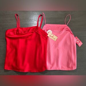 Lot Of 2 NWT Vintage Blouse Tank Tops M Red And Pink